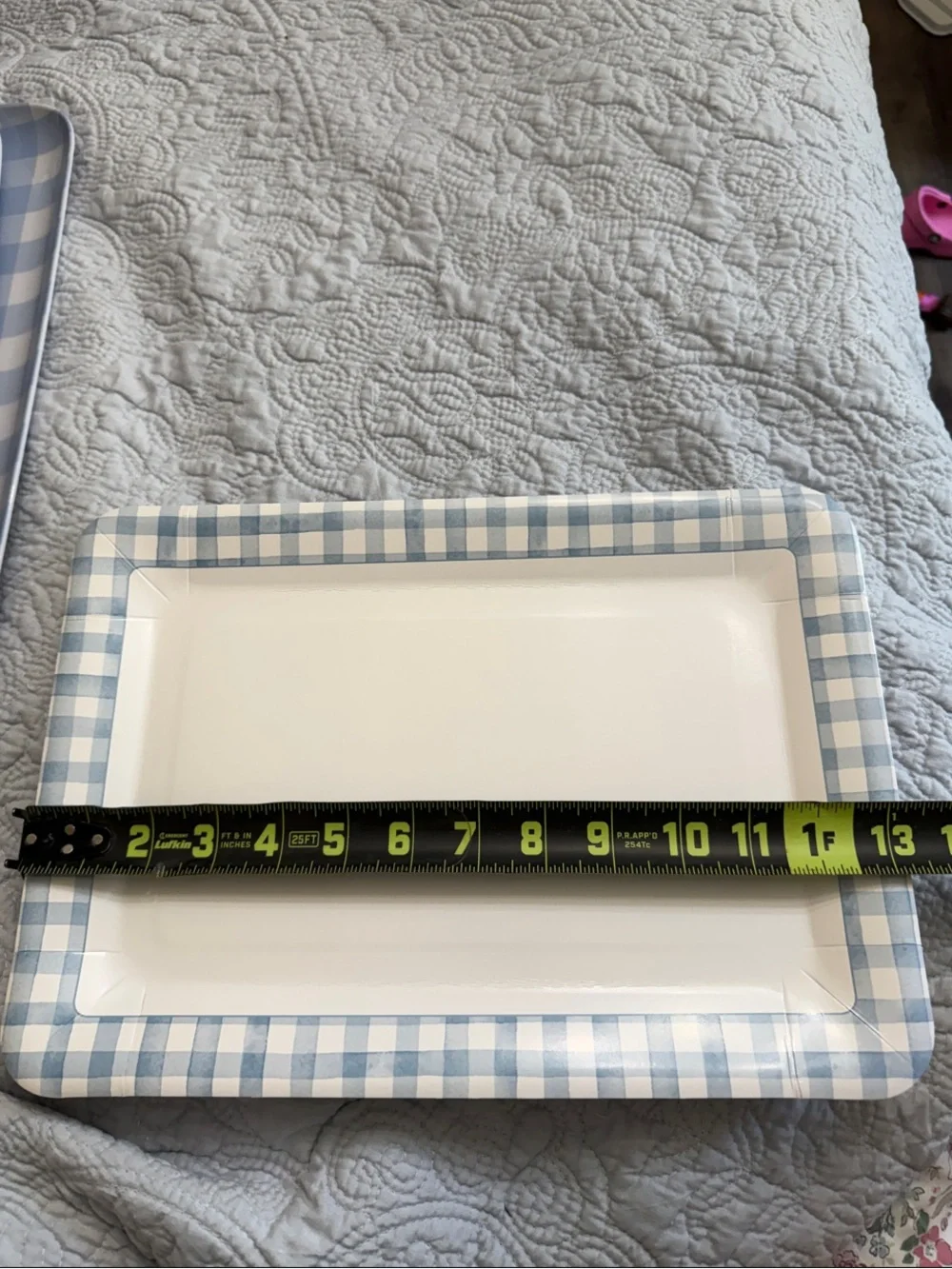 Blue Gingham Paper Serving Tray, Snack Cups, Plastic Serving Trays